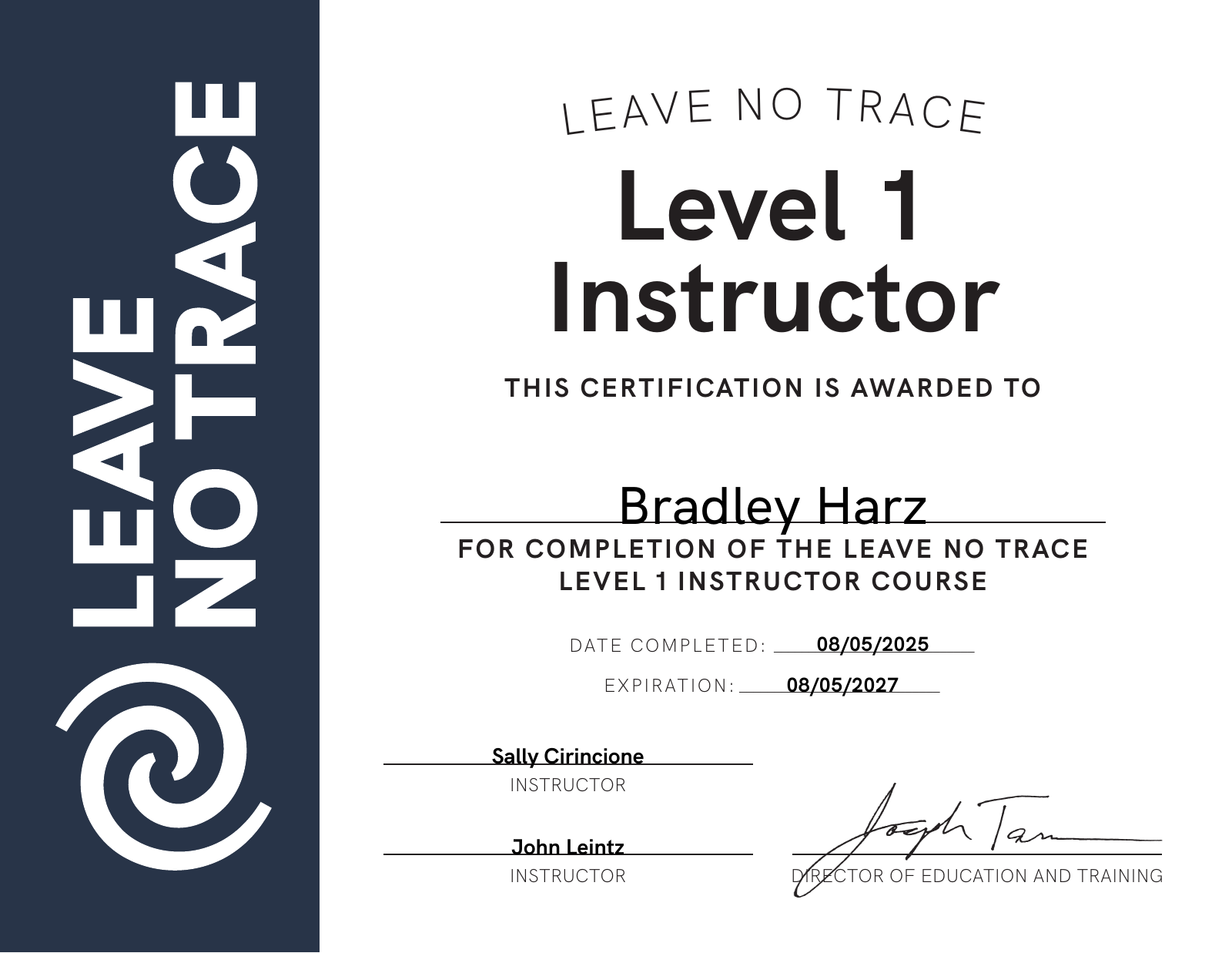 Leave No Trace — Level 1 Instructor